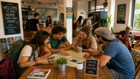 Voyageurs dans une auberge de jeunesse pour des vacances à petit budget