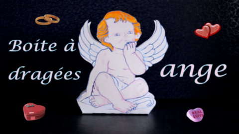 boîte à dragées ange en papier décorative pour baptême