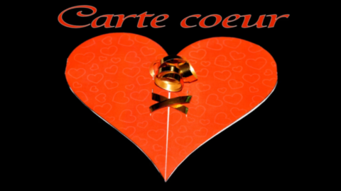 carte cœur en papier décorée avec ruban