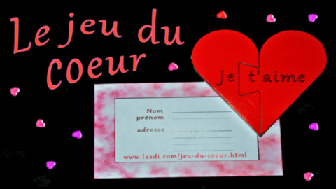 jeu du cœur en carton avec message je t’aime